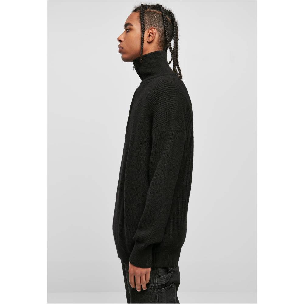 Urban Classics - Oversized Knitted Troyer Pullover - Black